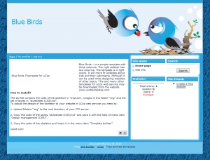 Blue Birds (Голубые птички) - красивый светлый шаблон для uCoz