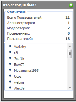 Удобный список пользователей посетивших сайт для ucoz